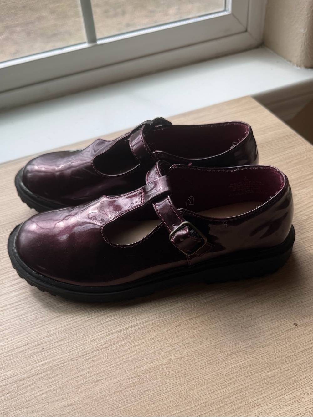 Old Navy Metallic Plum T-Strap Mary Jane Kids Shoes